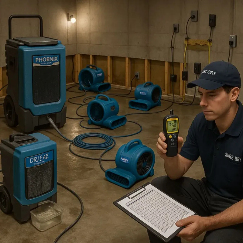 Structural Drying and Dehumidification process in Norfolk County, MA